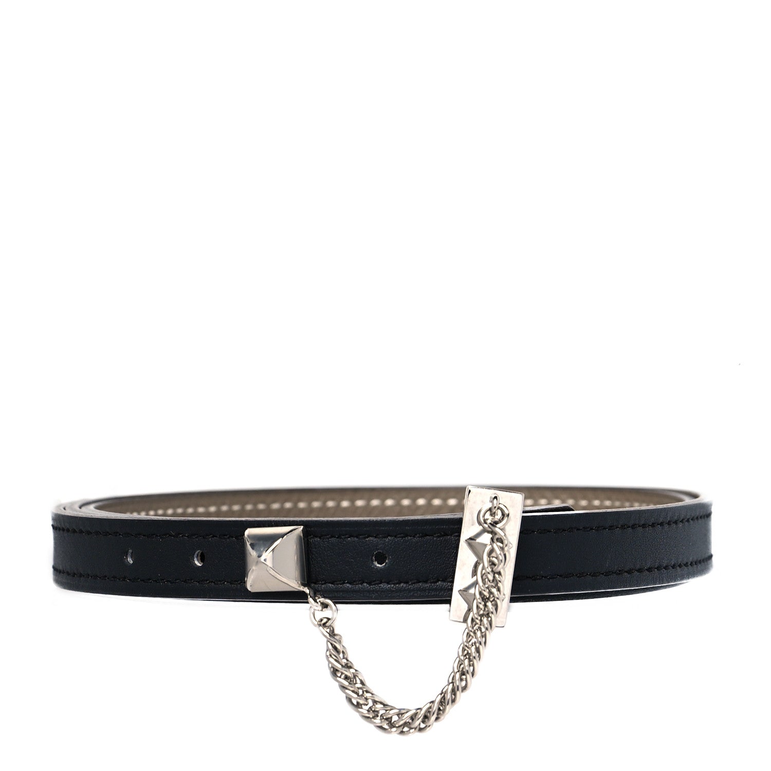 Hermes Epsom Swift Gourmette Equestre 13mm Belt 75 Black Etoupe 1 of 5