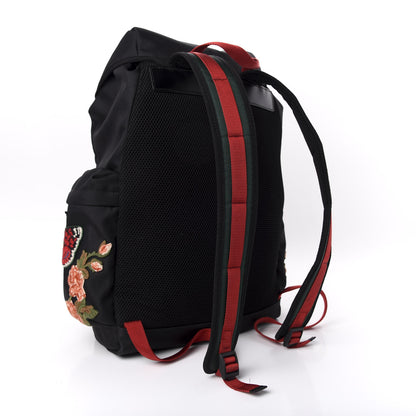 Gucci Techno Canvas Web L'Aveugle Par Amour Embroidered Double Buckle Backpack Black 2 of 9