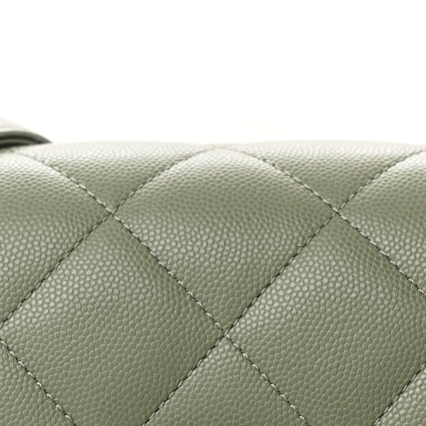 Shiny Caviar Quilted Mini Flap Khaki