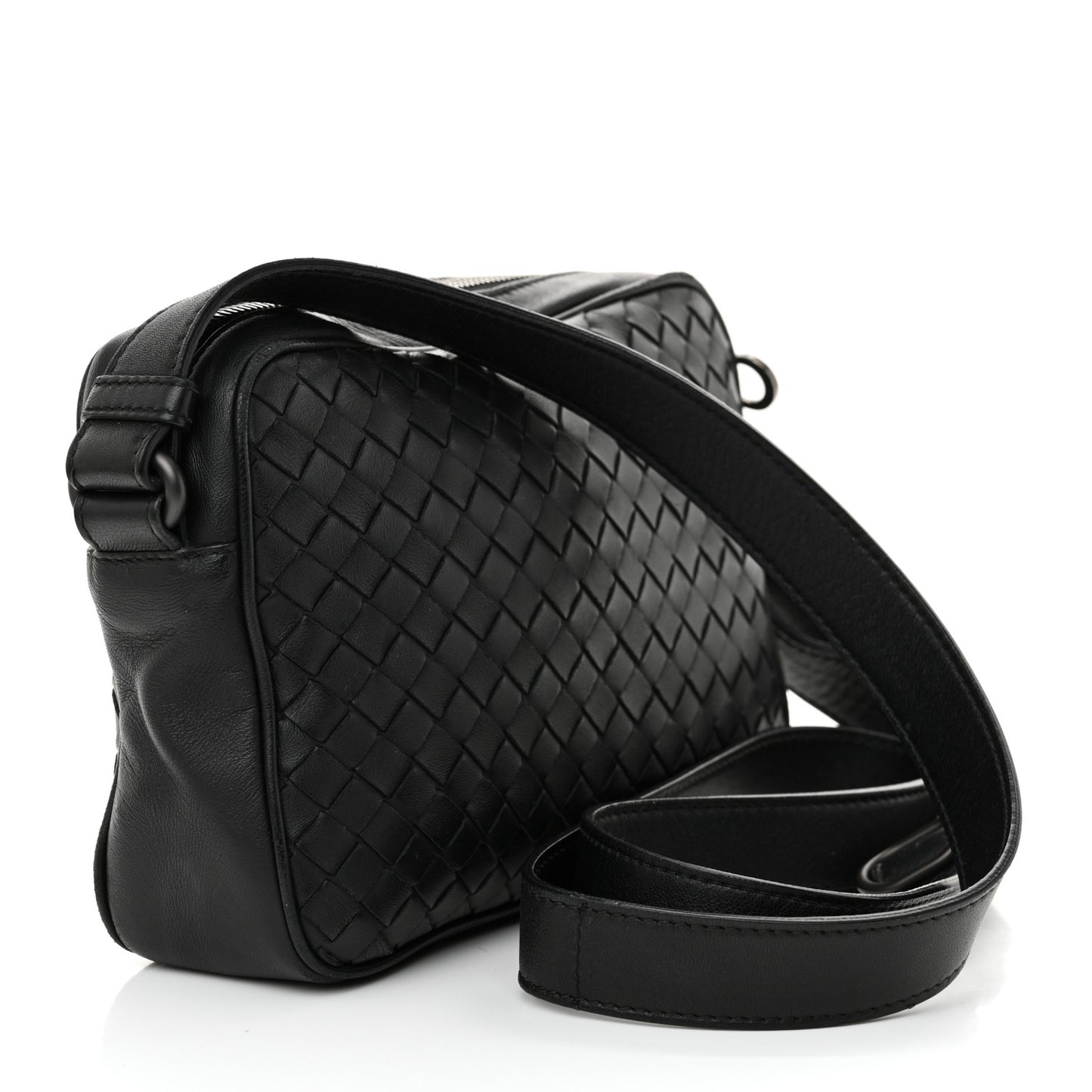Nappa Intrecciato Crossbody Messenger Ebano