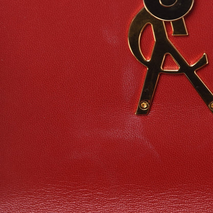 Saint Laurent Patent Matelasse Monogram Small Vicky Chain Bag Red 8 of 8