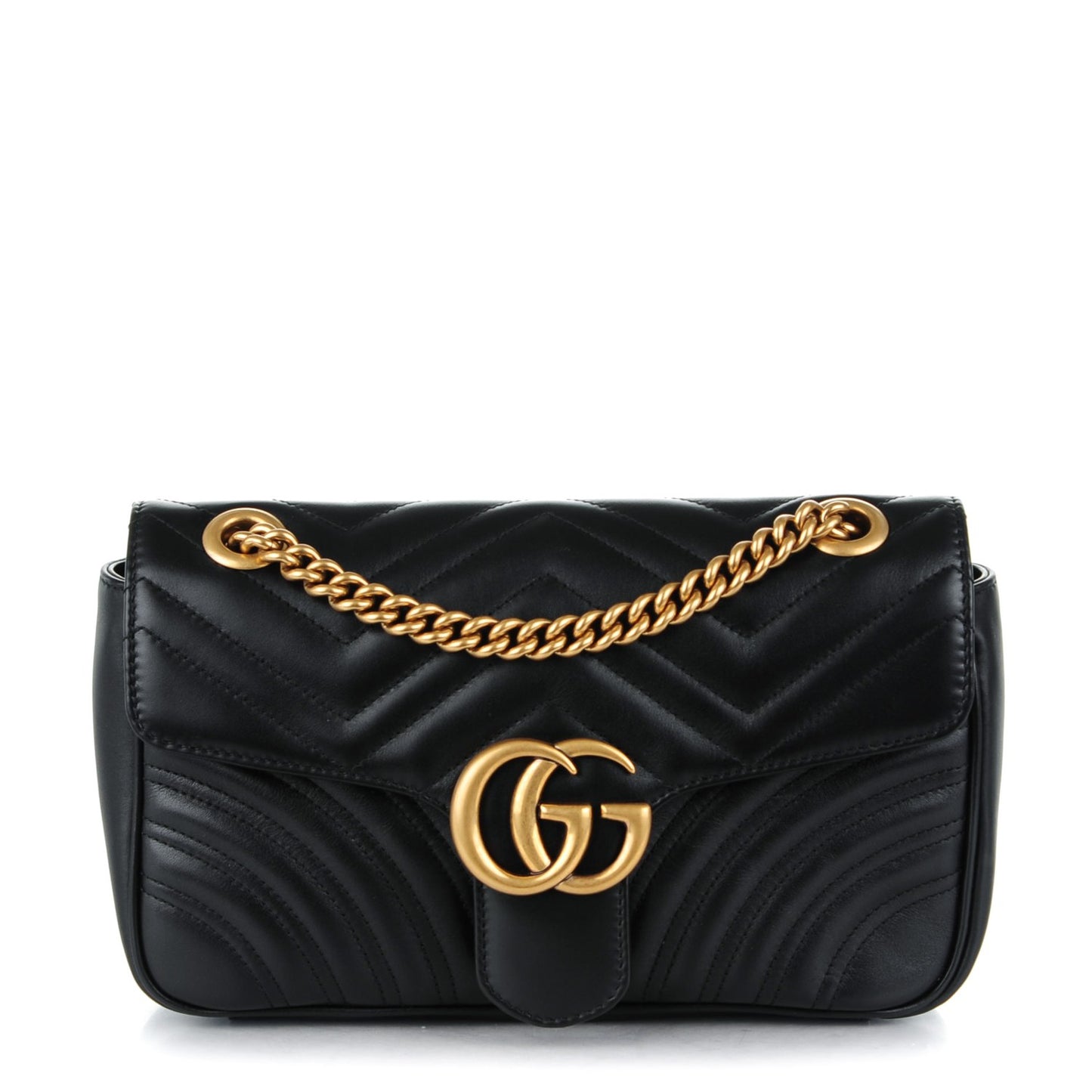 Calfskin Matelasse Small GG Marmont Shoulder Bag Black