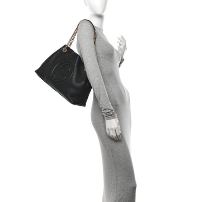 Gucci Pebbled Calfskin Medium Soho Chain Shoulder Bag Black 2 of 14