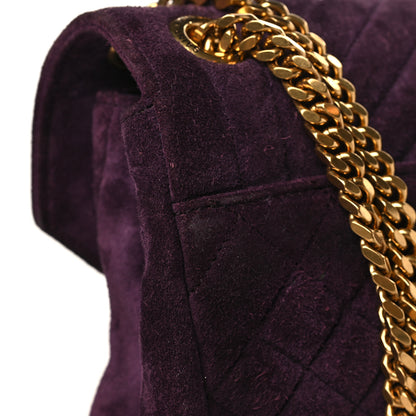 Saint Laurent Suede Mixed Matelasse Triquilt Large Monogram Envelope Satchel Purple 9 of 10