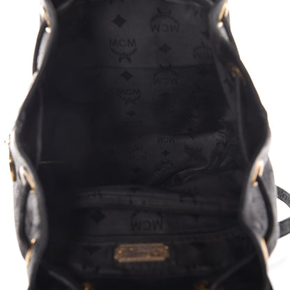MCM Grained Calfskin Studded Drawstring Backpack Black 5 of 15