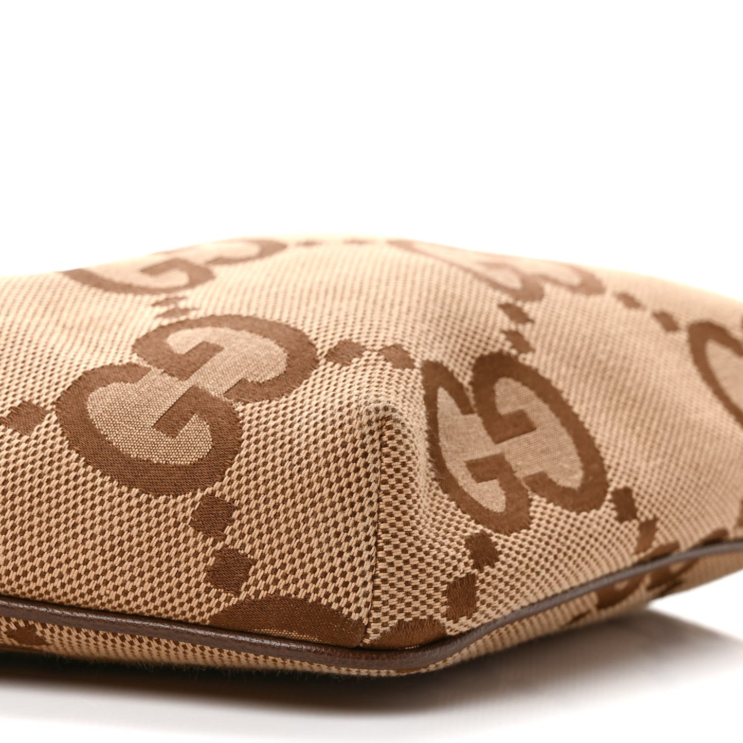 Monogram Jumbo GG Textured Dollar Calfskin Web Belt Bag Camel Ebony New Acero