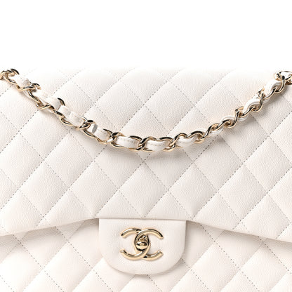 Chanel Caviar Quilted Jumbo Double Flap White 8 of 10