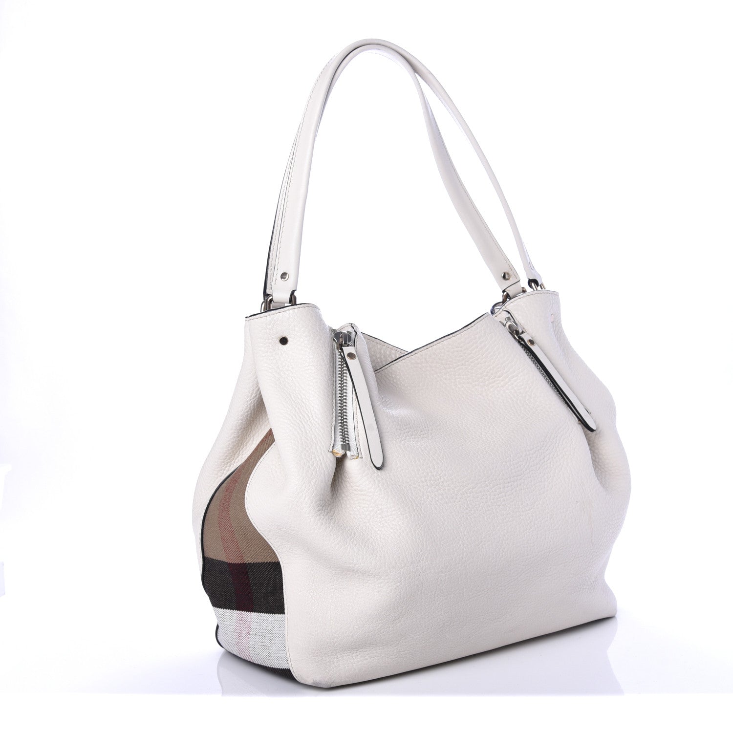 Burberry Grainy Calfskin House Check Medium Maidstone White 3 of 11