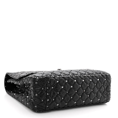 Valentino Garavani Craquele Nappa Large Rockstud Spike Shoulder Bag Black 4 of 10