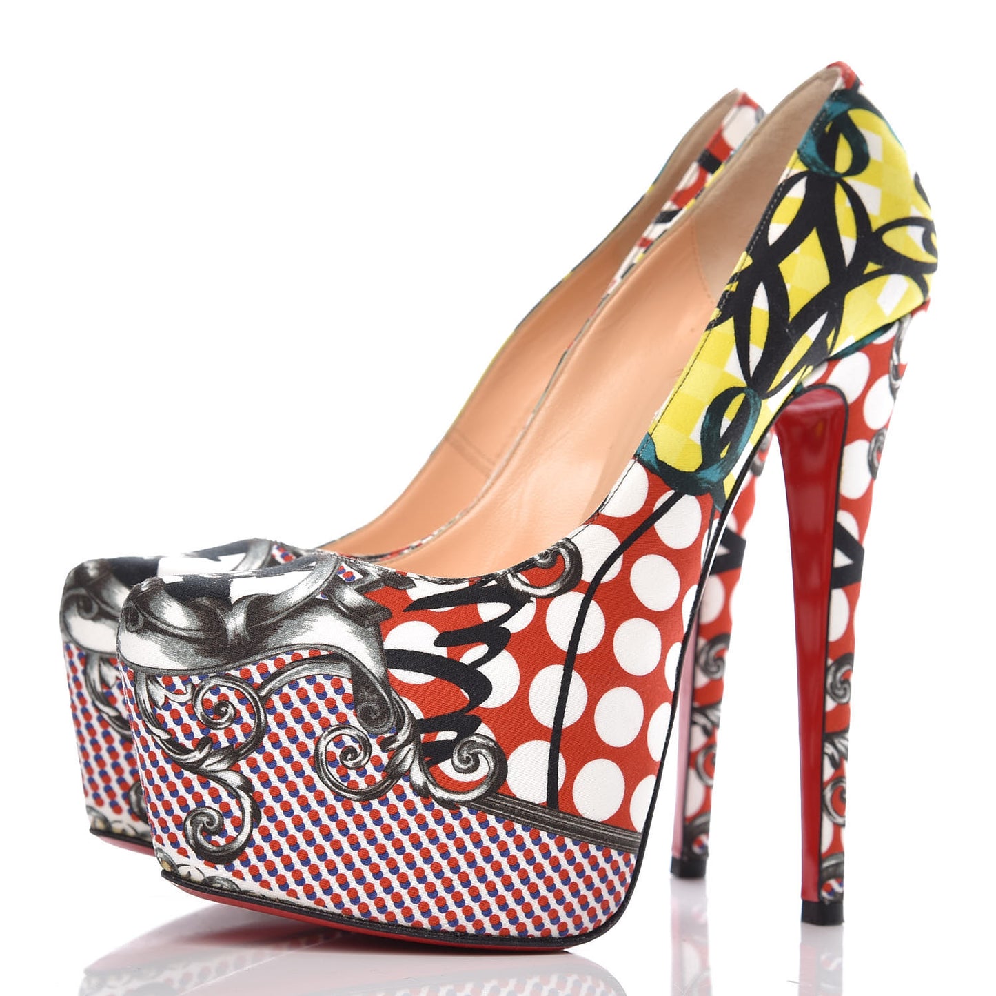Fabric Loubi Print Daffodile 160 Pumps 37 Multicolor