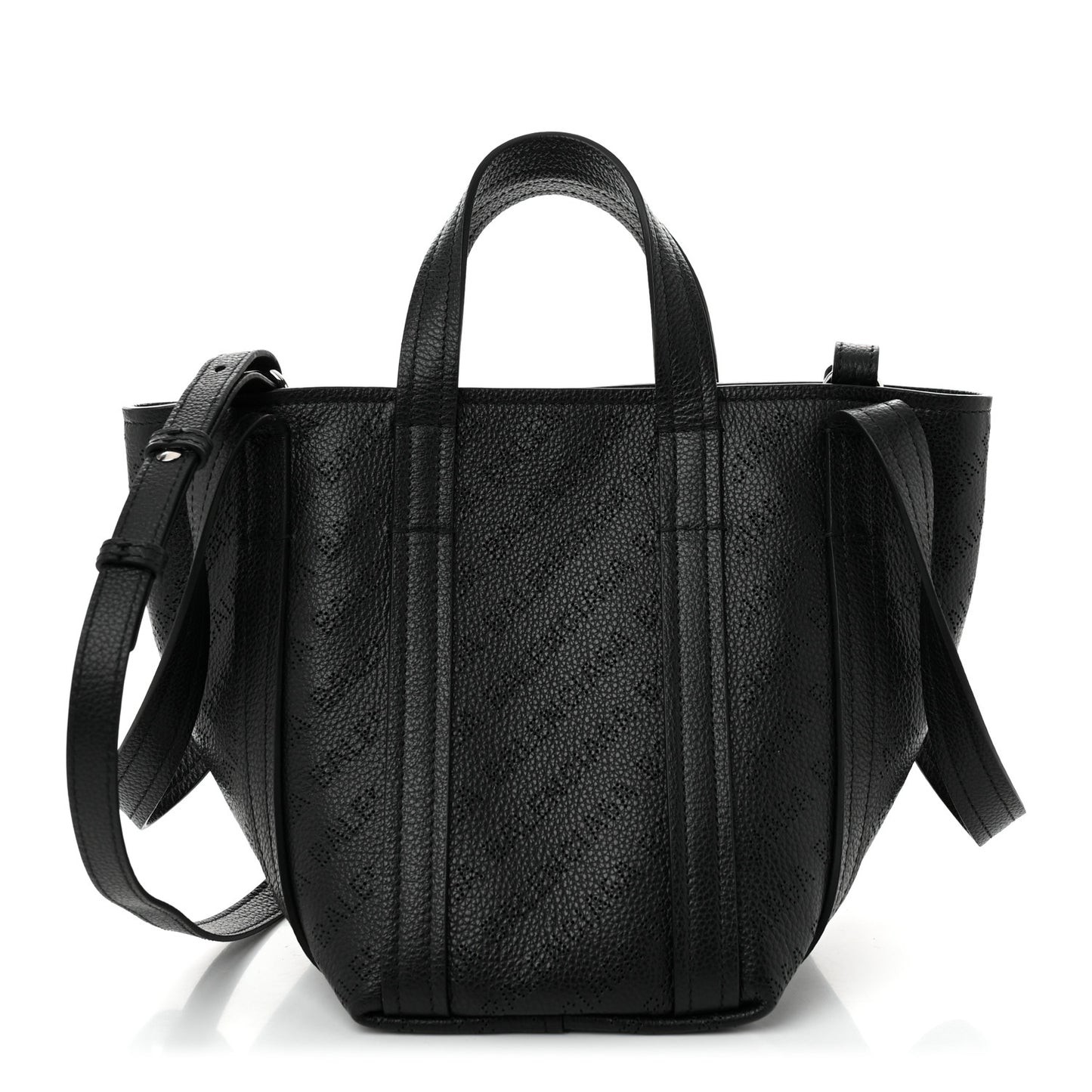 Grained Calfskin Logo Perforated XS Everyday North South Shoulder Tote Bag Black