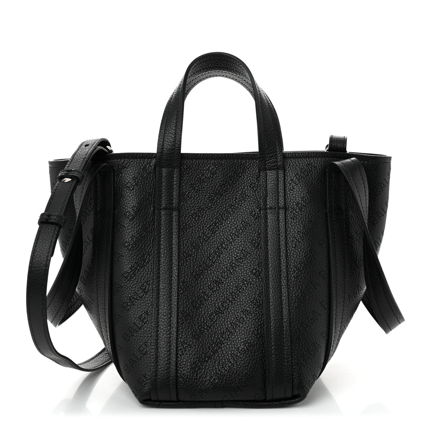 Balenciaga Grained Calfskin Logo Perforated XS Everyday North South Shoulder Tote Bag Black 1 of 10