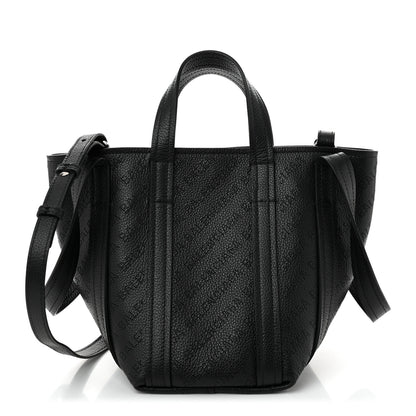 Balenciaga Grained Calfskin Logo Perforated XS Everyday North South Shoulder Tote Bag Black 1 of 10