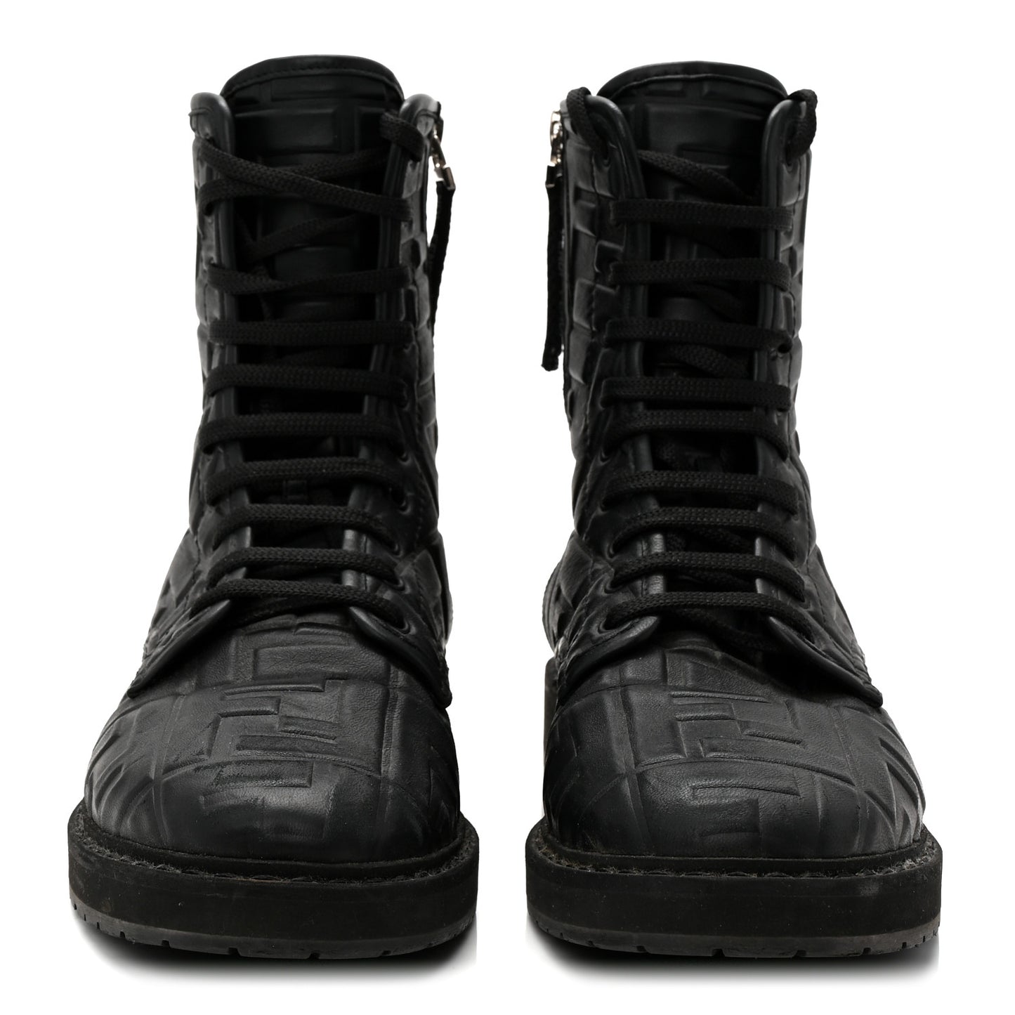 Nappa FF Embossed Womens Biker Boots 39.5 Black