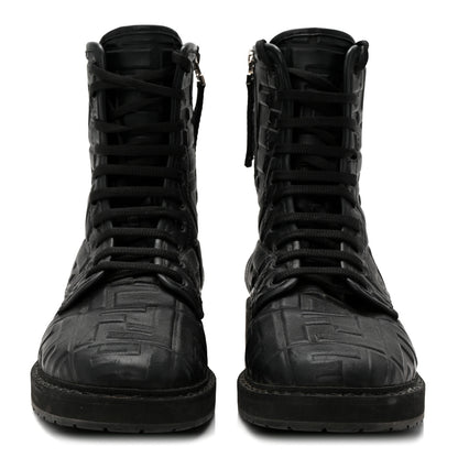 Fendi Nappa FF Embossed Womens Biker Boots 39.5 Black 3 of 10