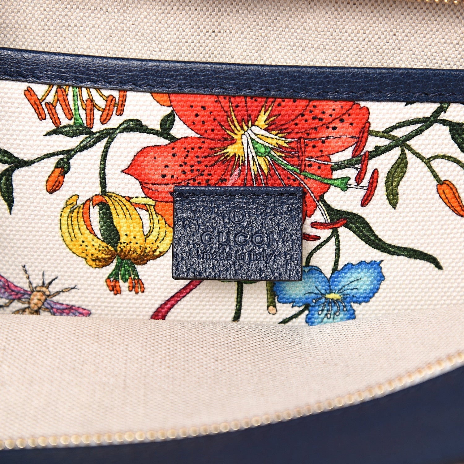 Gucci Canvas Large Flora Tote Navy Multicolor 5 of 10