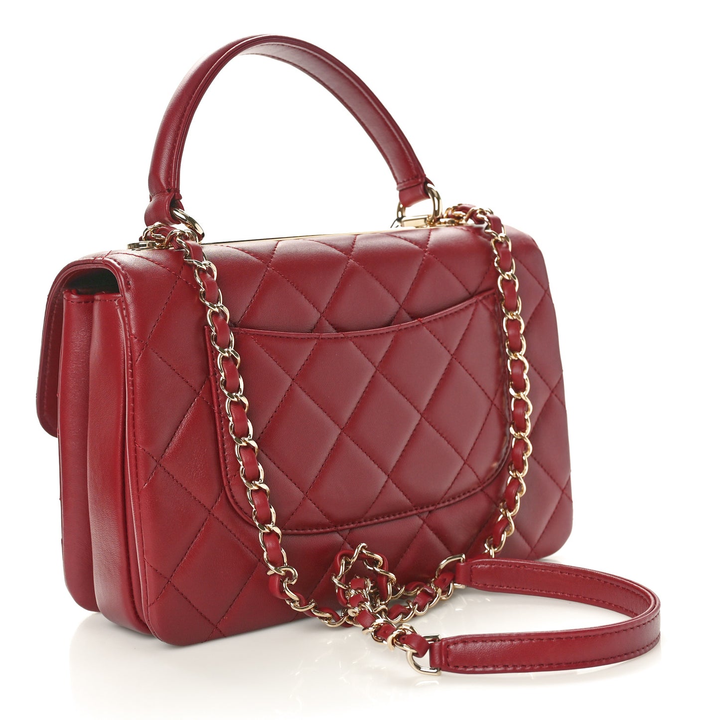 Lambskin Quilted Small Trendy CC Flap Dual Handle Bag Red