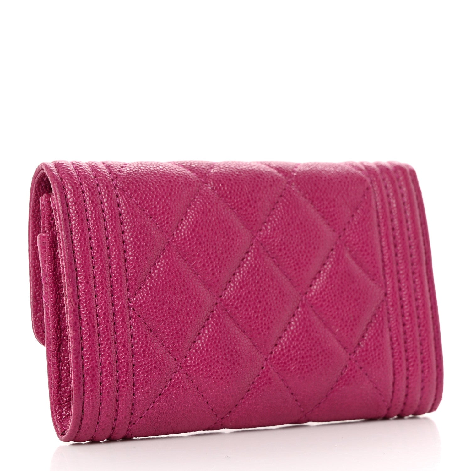 Chanel Caviar Quilted Boy Card Holder Wallet Fuchsia 4 of 10