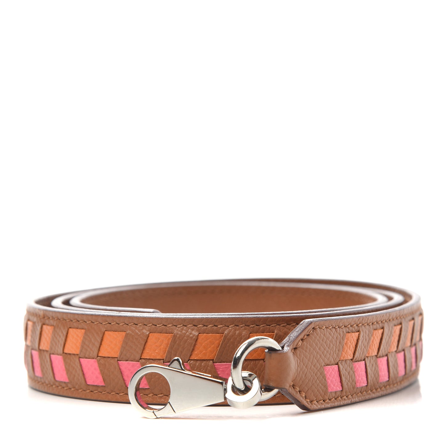 Epsom 25mm Tressage Shoulder Strap Abricot Rose Azalee Gold