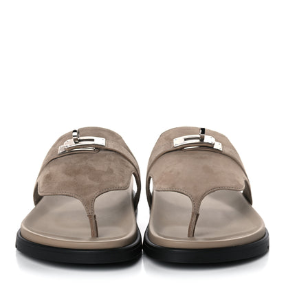 Hermes Suede Goatskin Womens Empire Sandals 38 Beige Sable 2 of 8