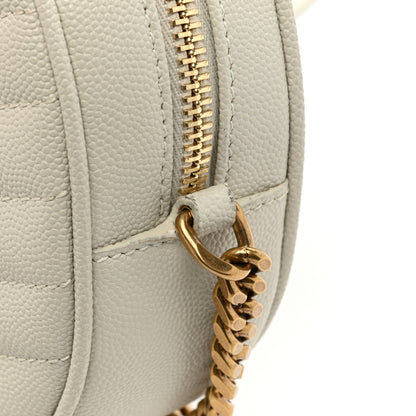 Saint Laurent Grain De Poudre Matelasse Chevron Quilted Round Vinyle Camera Bag Crema Soft 11 of 11