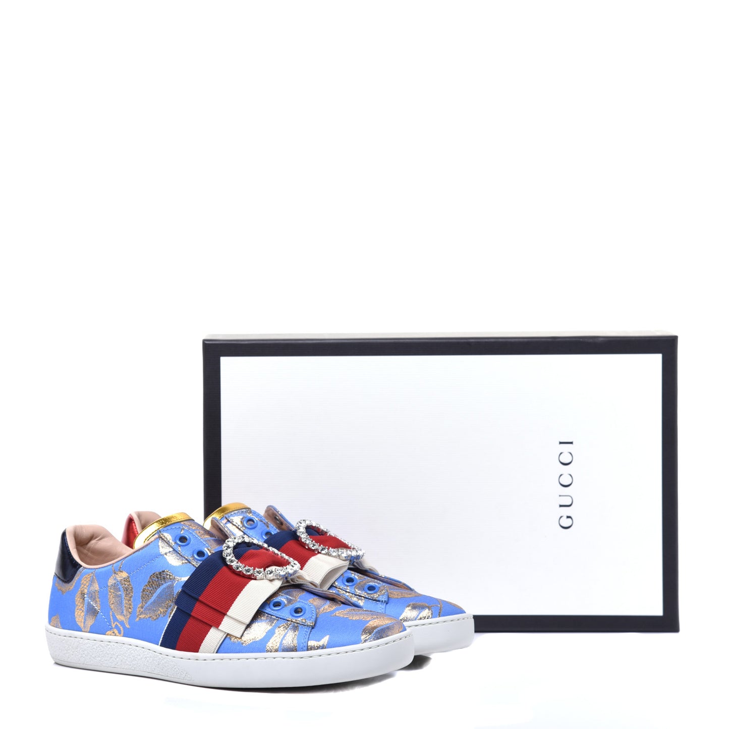 Lurex Jacquard Crystal Sylvie Web Branches Womens Ace Sneakers 36 Pervinca Gold