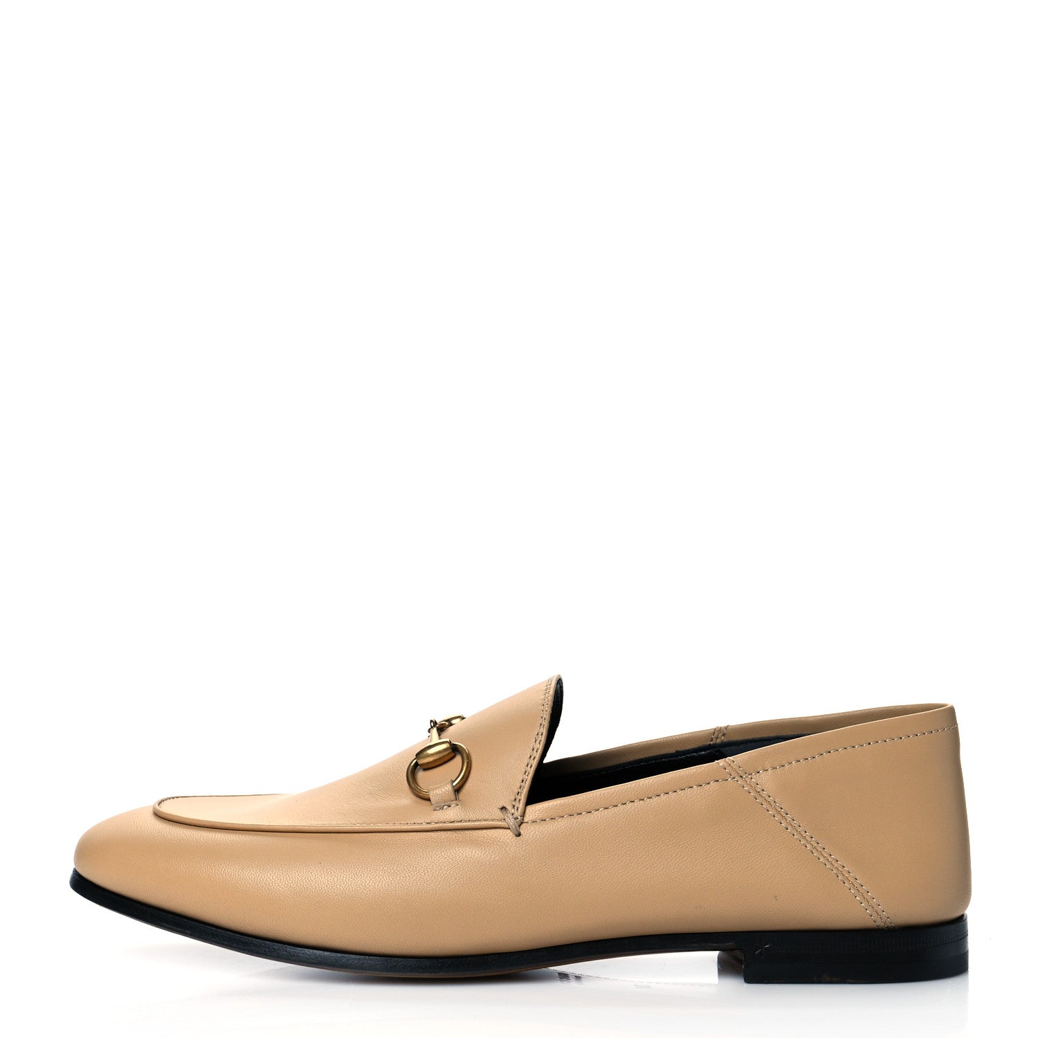 Gucci Lambskin Womens Brixton Horsebit Loafers 38 Wheat 1 of 9