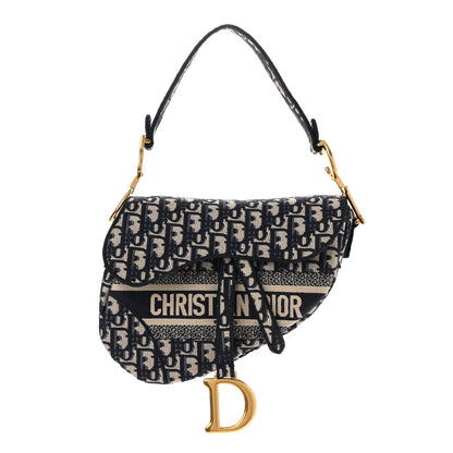 Christian Dior Oblique Embroidered Saddle Bag Blue 1 of 10