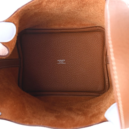 Hermes Taurillon Clemence Swift Eclat Picotin Lock 18 PM Gold Bleu Brume 5 of 9