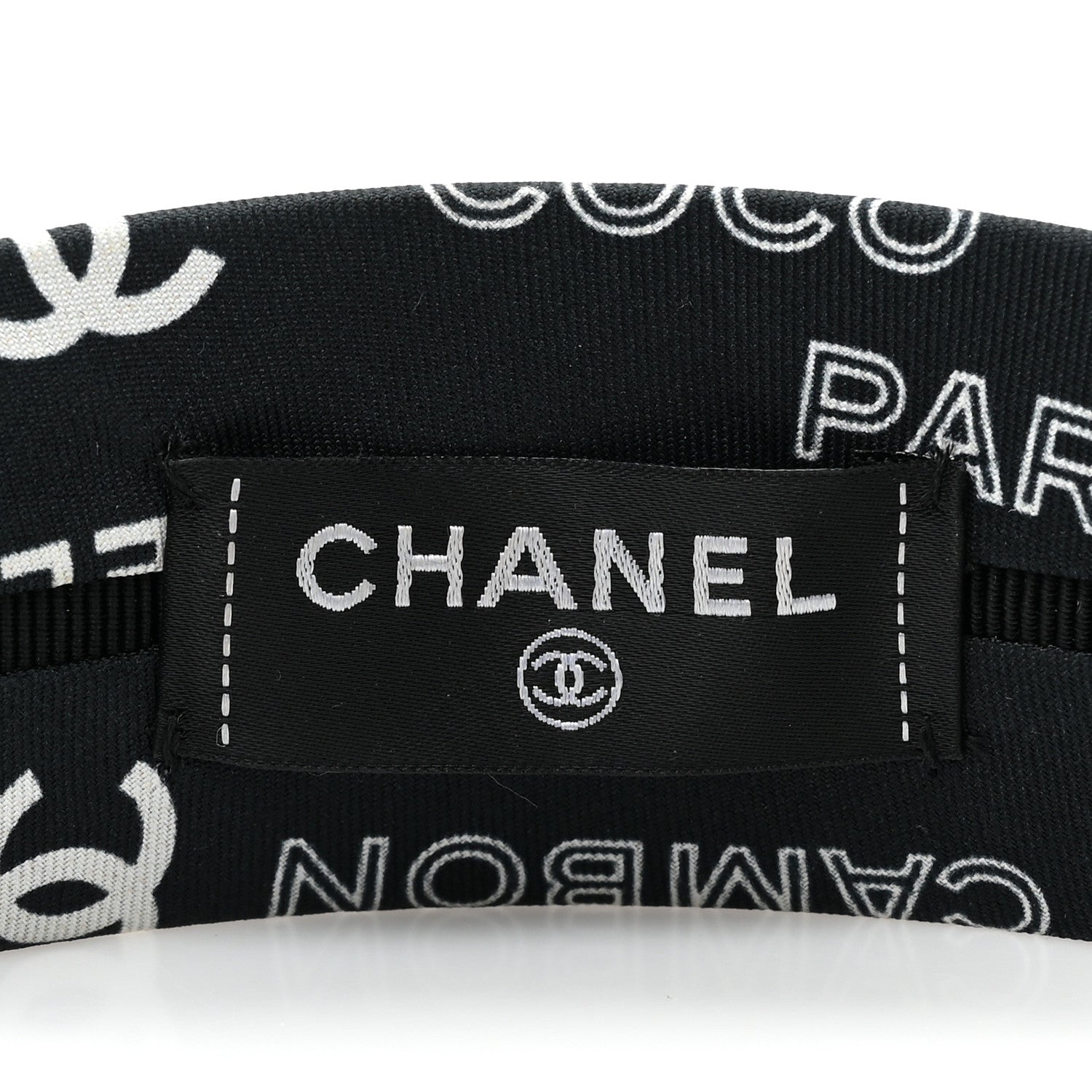 Chanel Grosgrain CC Headband Black White 5 of 5
