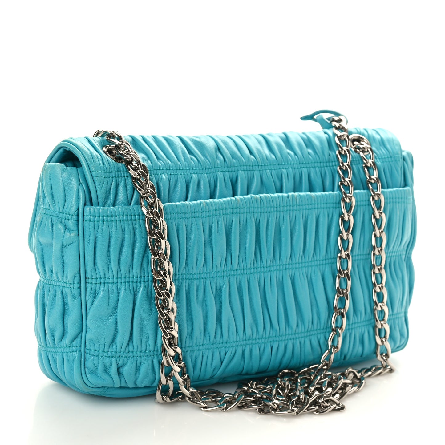 Nappa Gaufre Medium Sound Flap Shoulder Bag Turchese