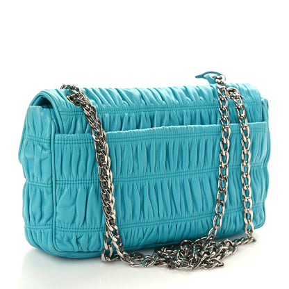 Prada Nappa Gaufre Medium Sound Flap Shoulder Bag Turchese 2 of 10