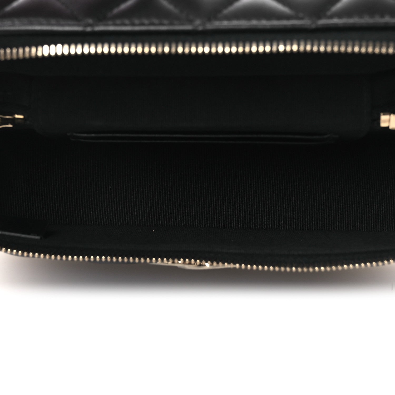 Chanel Lambskin Quilted Crystal CC Top Handle Slim Vanity Case With Chain Black 5 of 12