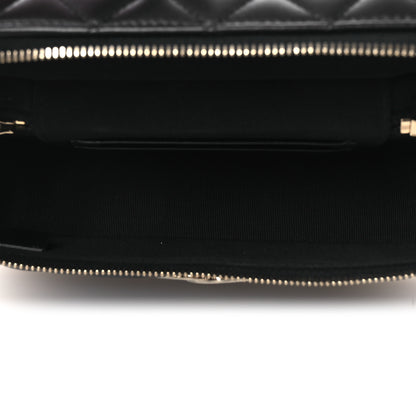 Chanel Lambskin Quilted Crystal CC Top Handle Slim Vanity Case With Chain Black 5 of 12