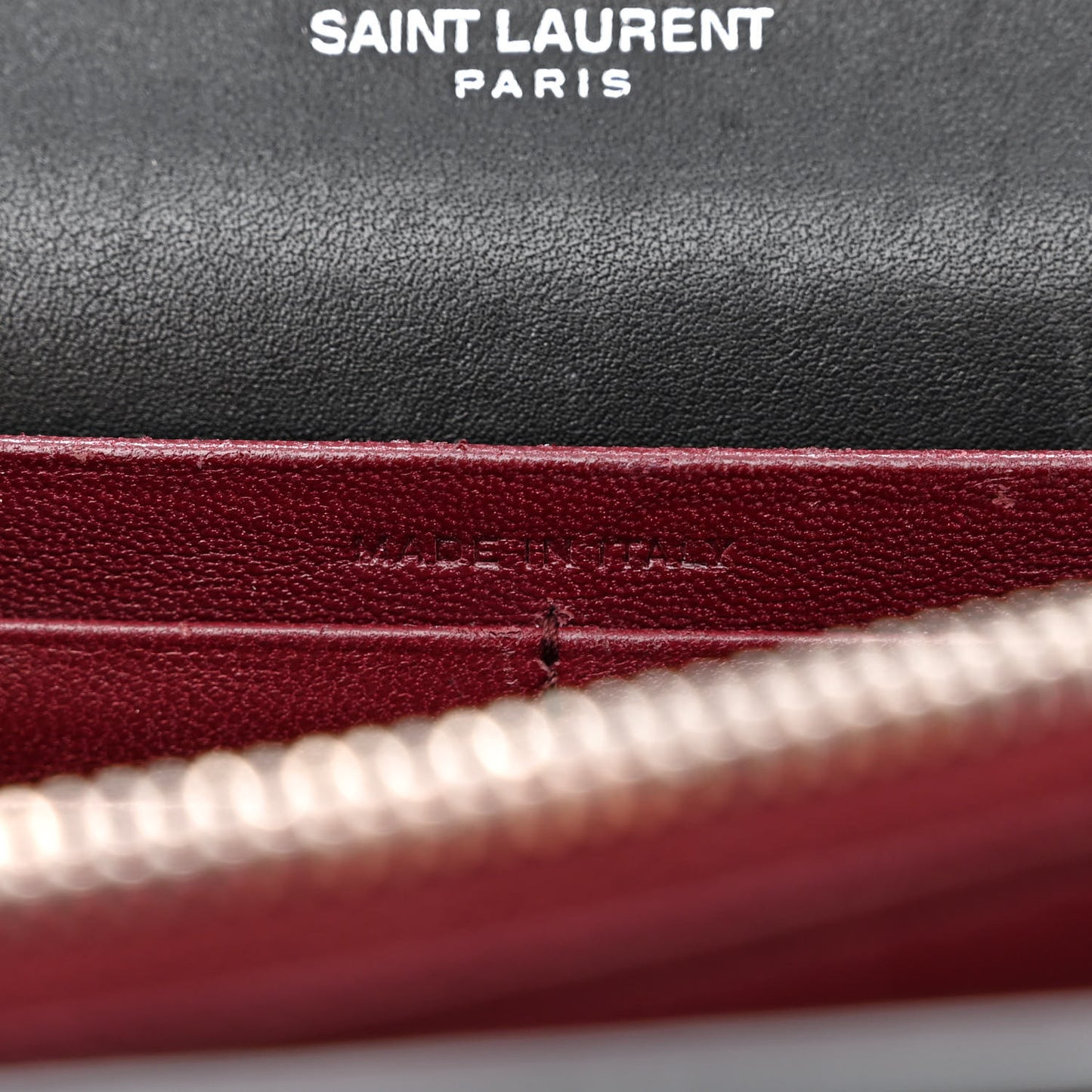 Calfskin Lizard Embossed Monogram Cassandra Chain Wallet Black