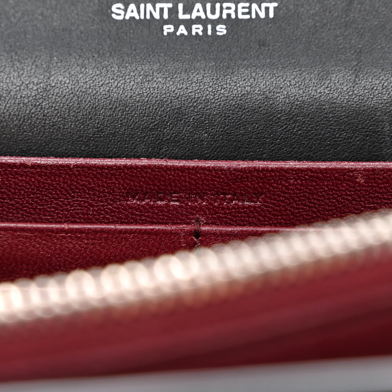 Saint Laurent Calfskin Lizard Embossed Monogram Cassandra Chain Wallet Black 7 of 13