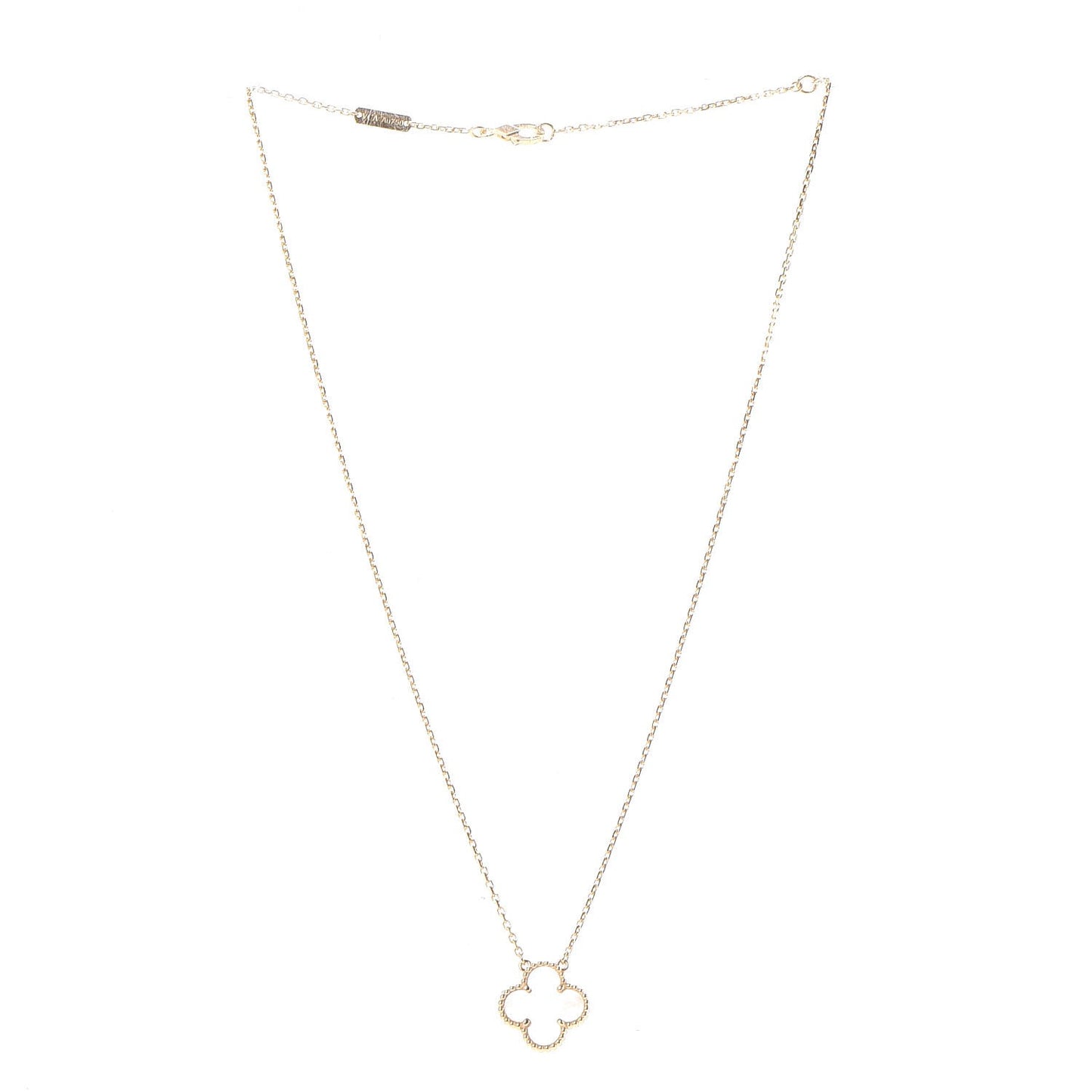 18K Yellow Gold Mother of Pearl Vintage Alhambra Pendant Necklace