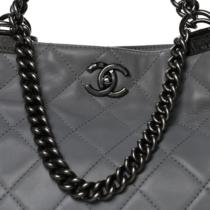 Chanel Lambskin Quilted Shopping Tote Grey 10 of 24