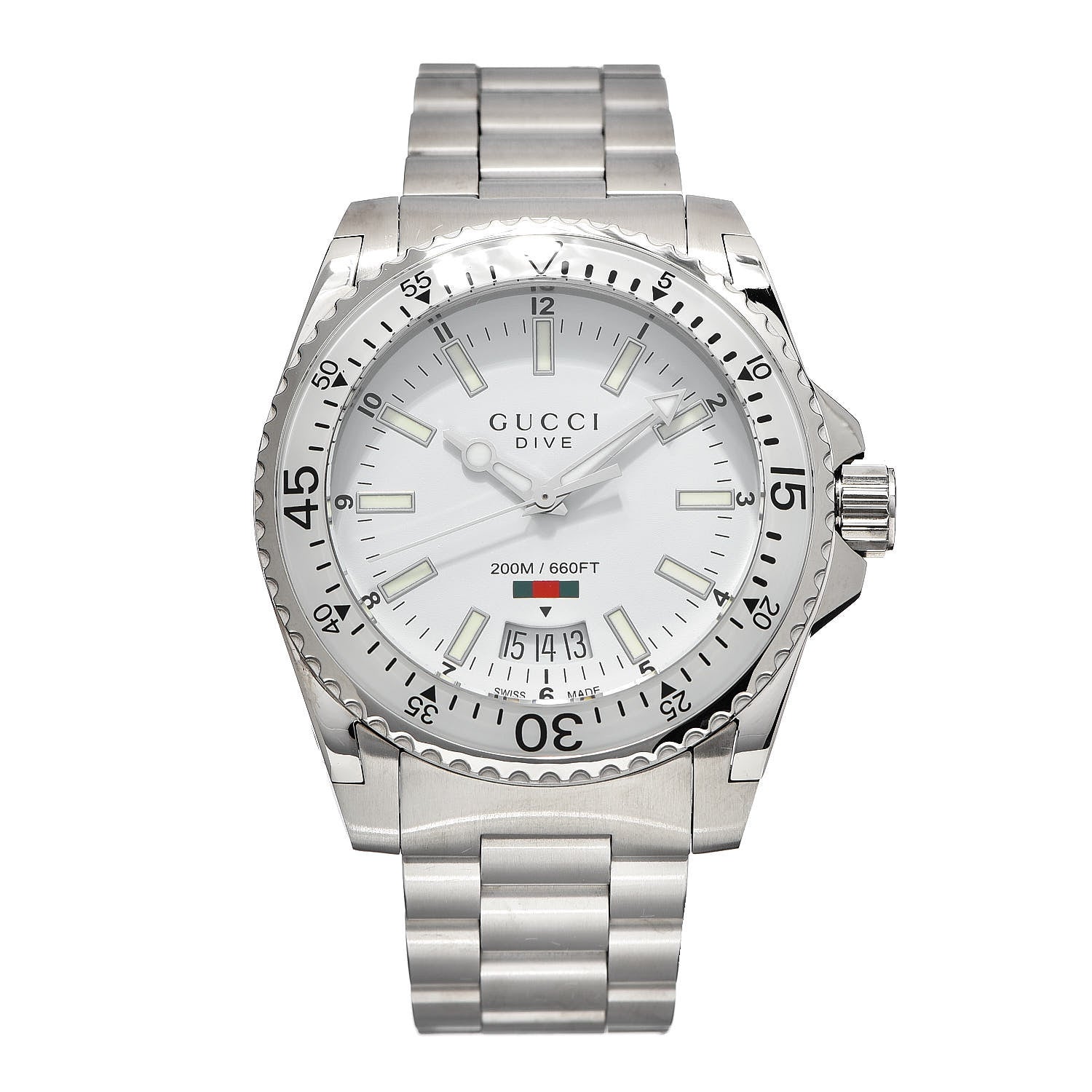 Gucci Stainless Steel 40mm Dive Quartz Watch White 1 of 8