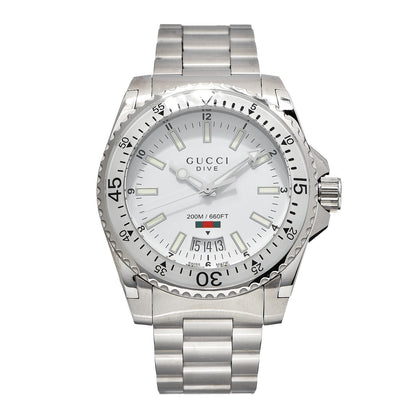 Gucci Stainless Steel 40mm Dive Quartz Watch White 1 of 8