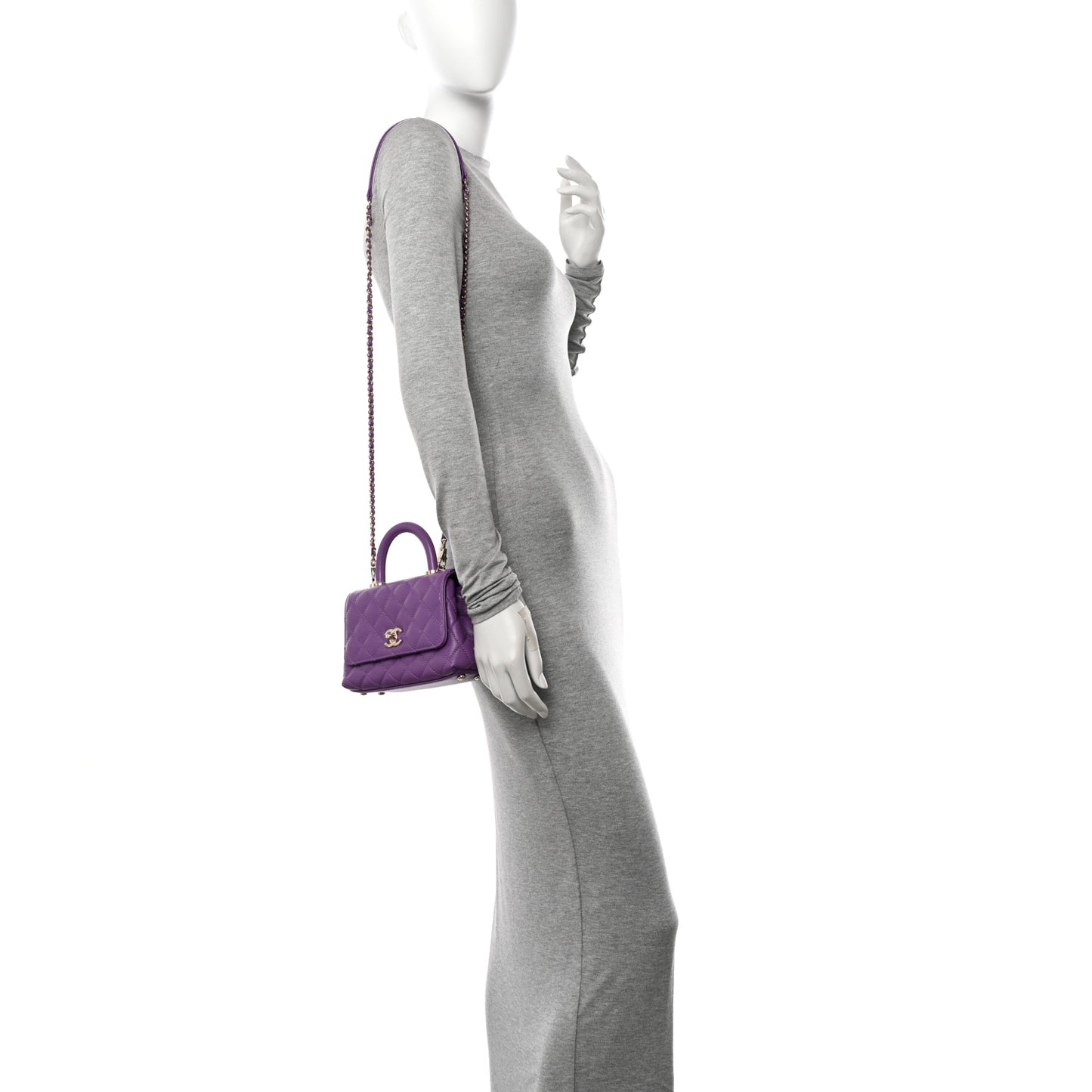 Caviar Quilted Extra Mini Coco Handle Flap Purple