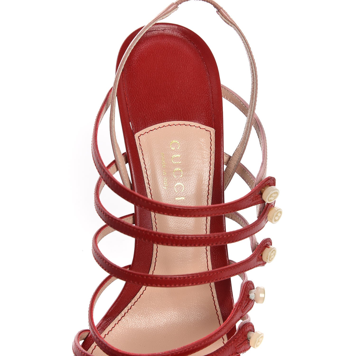 Gucci Malaga Kid Aneta Ladder-Strap 95mm Sandals 39.5 Carmine Rose 7 of 9