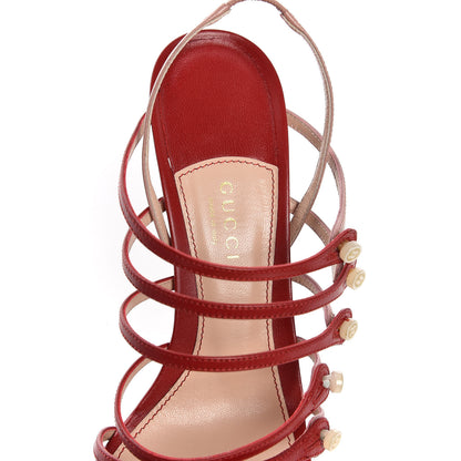 Gucci Malaga Kid Aneta Ladder-Strap 95mm Sandals 39.5 Carmine Rose 7 of 9