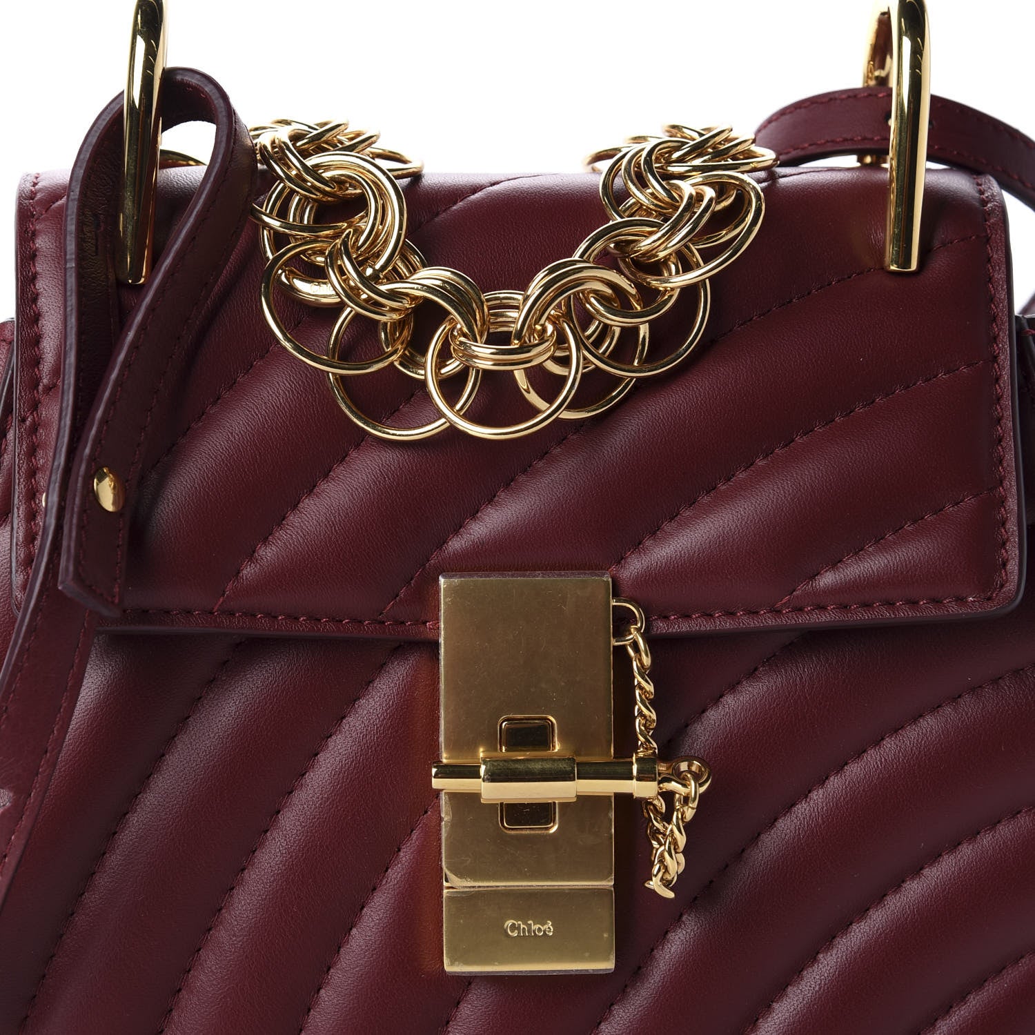 Chloe Calfskin Quilted Mini Drew Bijou Shoulder Bag Plum Purple 9 of 9