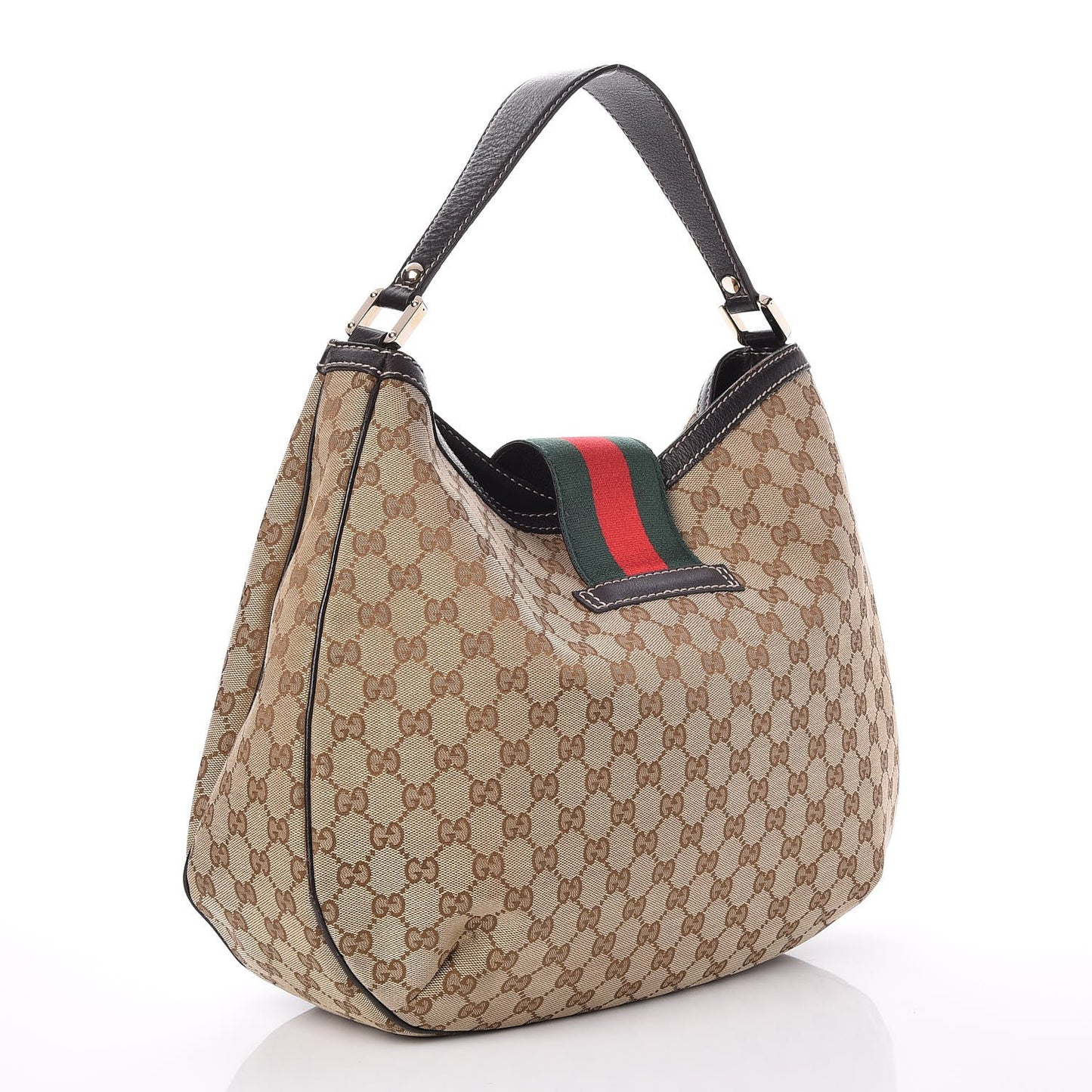 Monogram Large New Ladies Web Hobo Dark Brown