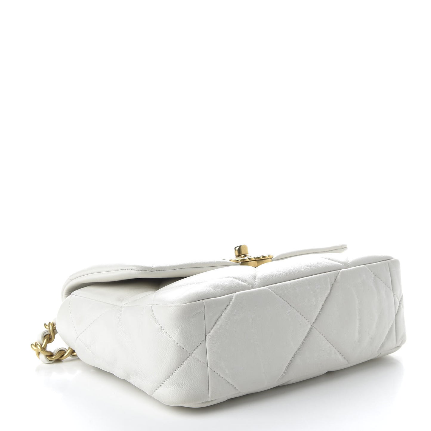 Goatskin Quilted Medium 19 Flap White