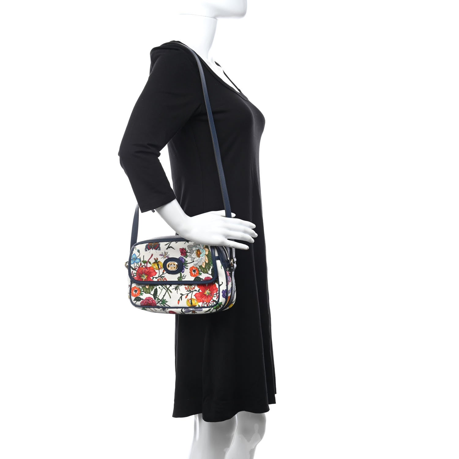 Gucci Canvas Flora Floral Shoulder Bag White Blue Agata Mulitcolor 2 of 8