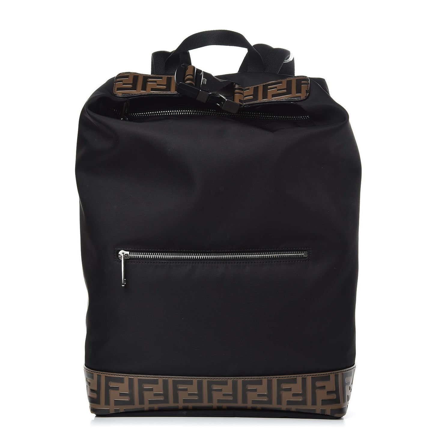 Nylon Vitello FF 1974 Embossed Cross Strap Backpack Black Maya