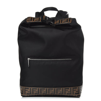 Fendi Nylon Vitello FF 1974 Embossed Cross Strap Backpack Black Maya 1 of 11
