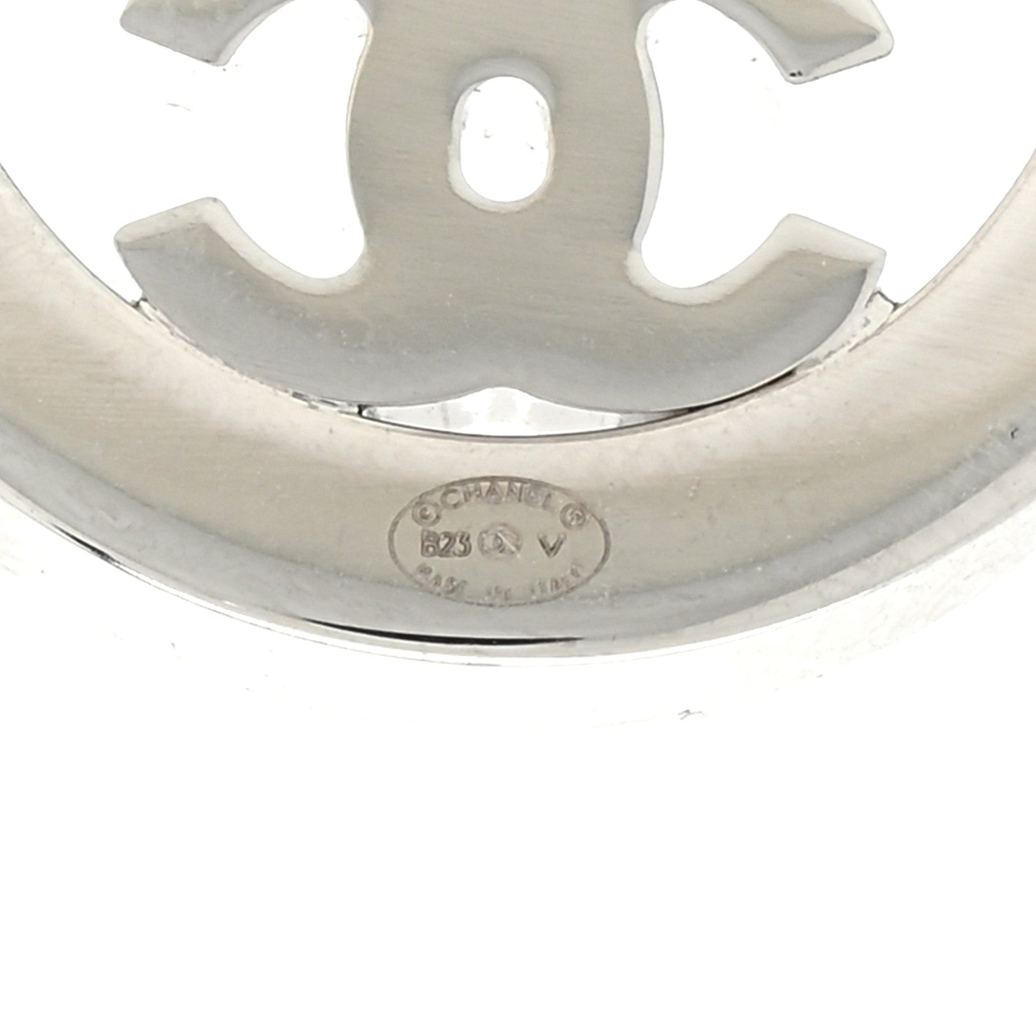 Chanel Crystal CC Round Earrings Silver 4 of 4